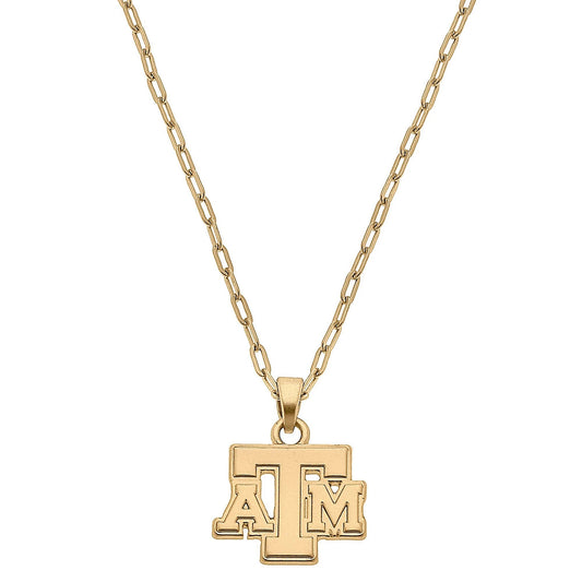 Texas A&M Aggies 24K Gold Plated Delicate Necklace Canvas