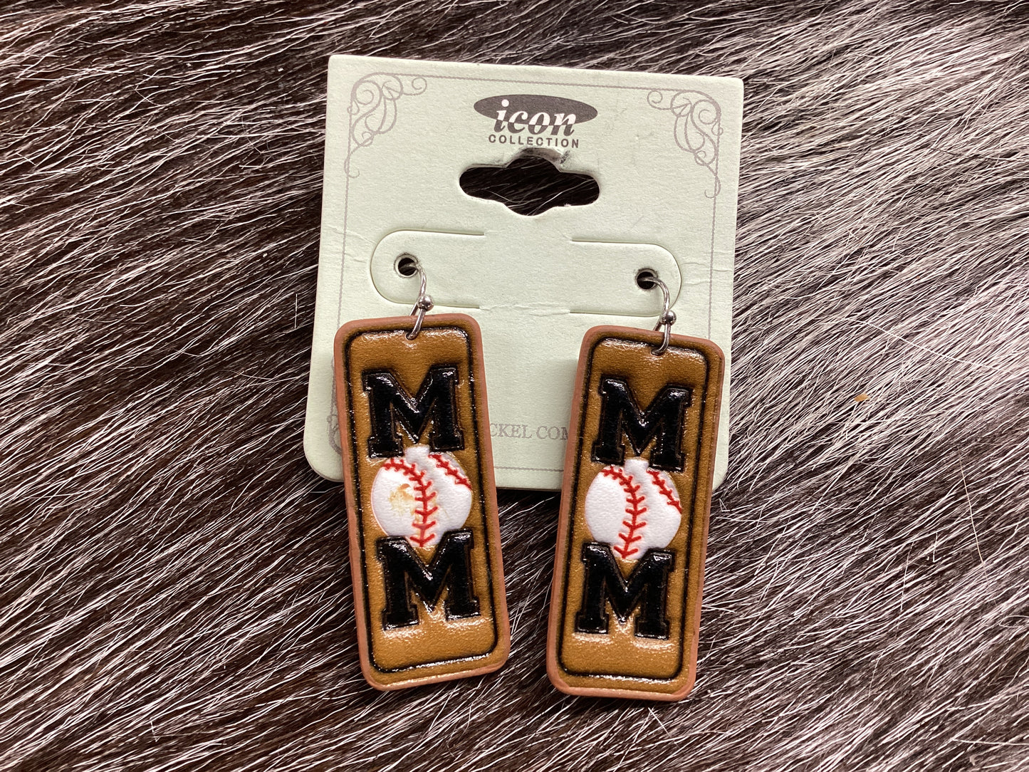 Mini mom baseball earrings