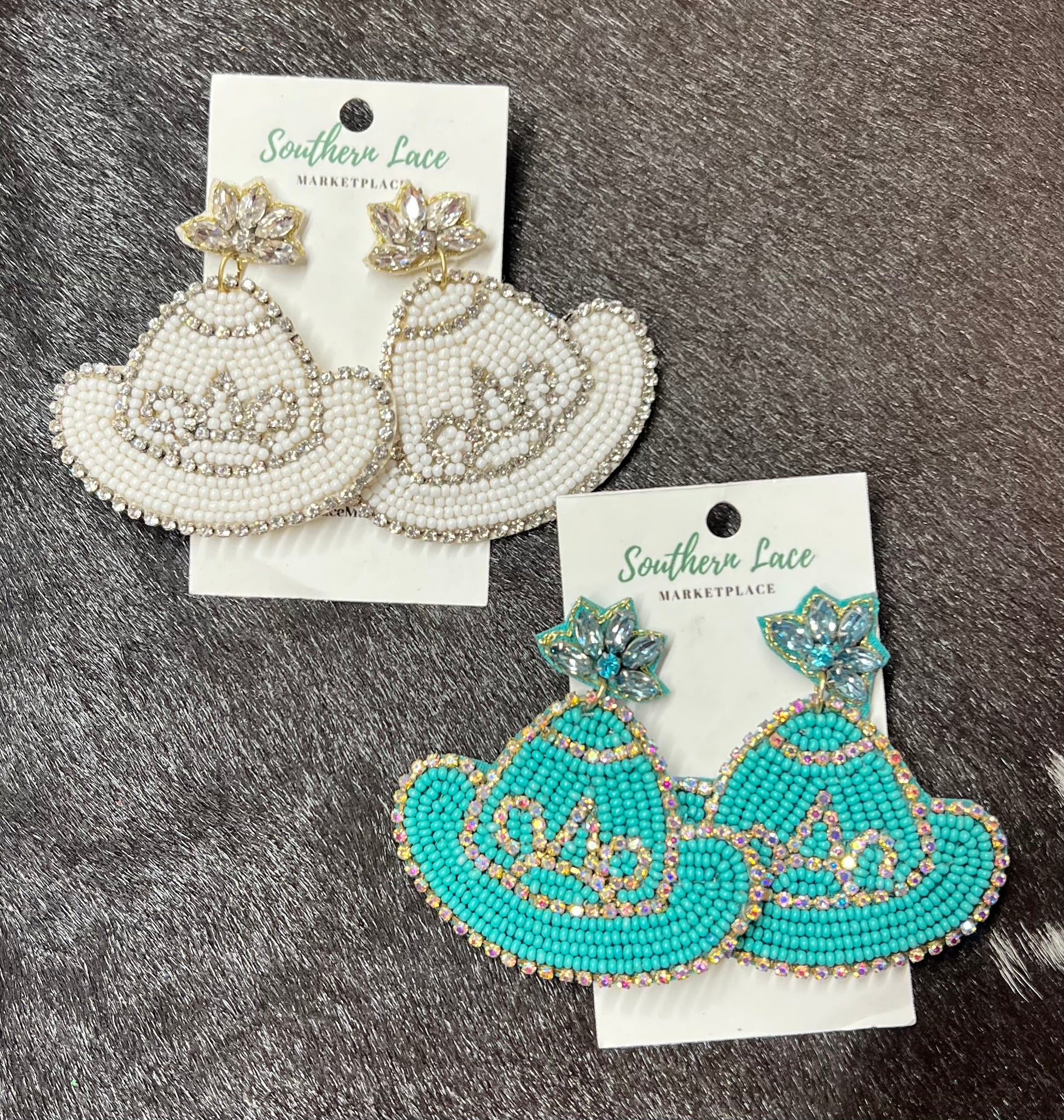 Blinged Cowboy Hat Earrings ACE