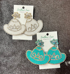 Blinged Cowboy Hat Earrings ACE