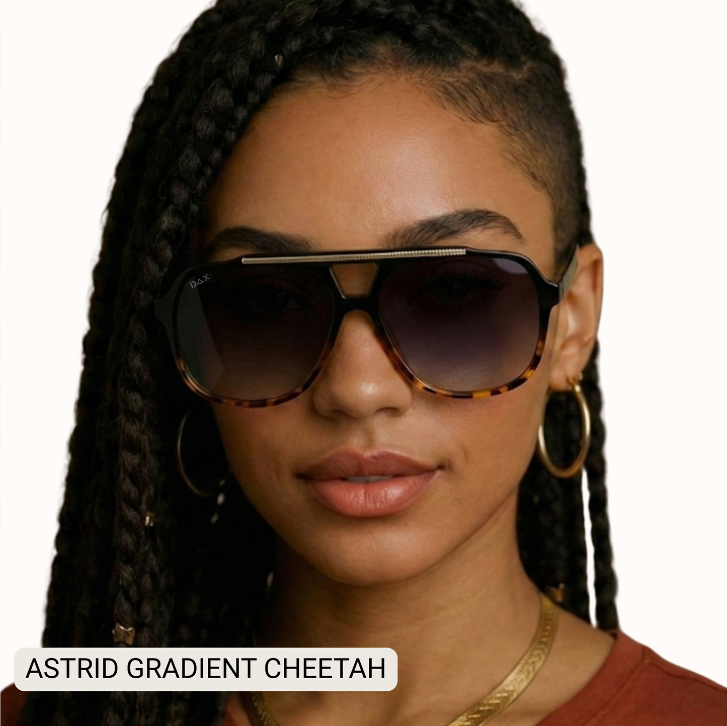 Astrid - Women's Oversized Aviator Sunglasses: Gradient Cheetah Tx Dax