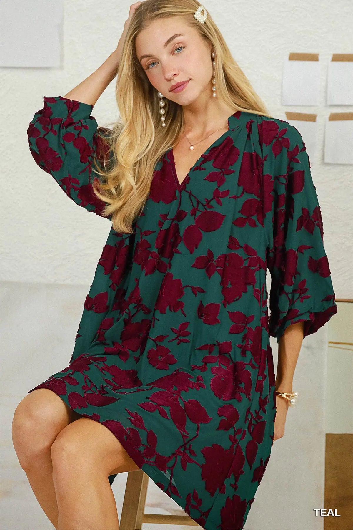 Velvet Floral babydoll Minidress Umgee