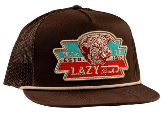 LAZY J RANCH BROWN EL RANCHO CLASSIC ROPE TRUCKER HAT