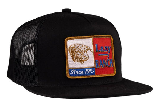 LAZY J RANCH BLACK GOLD TEXAS RANCH GOLD PATCH CLASSIC FIVE PANEL TRUCKER HAT