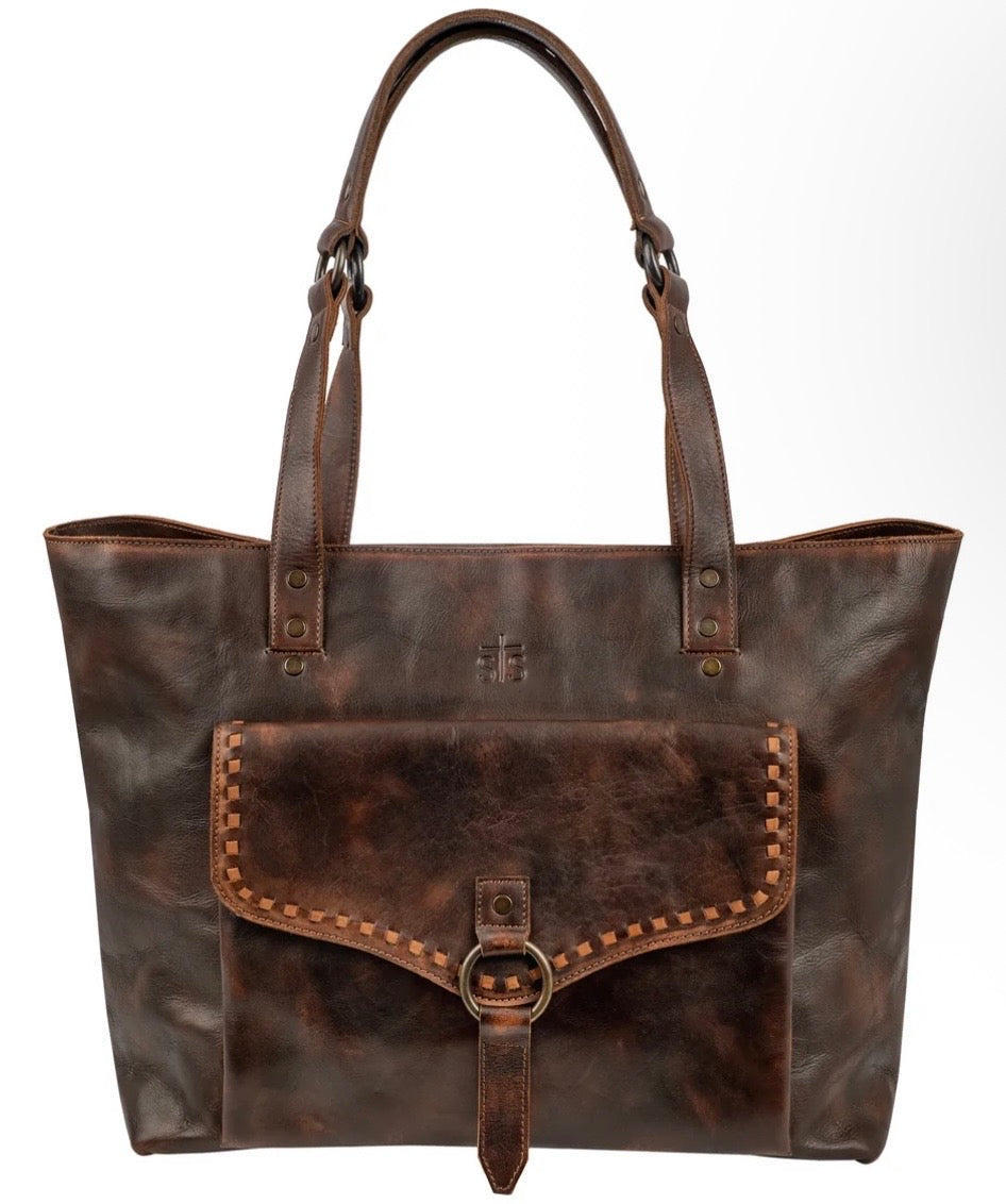 Bandera Chocolate Sts Ranchwear Leather Carry All Tote STS34011