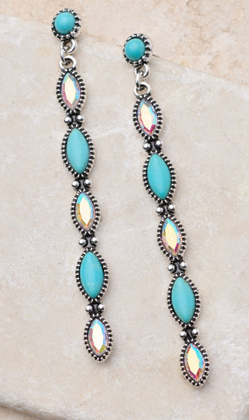 Iridescent And Turquoise Dangle Earrings