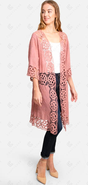 Floral Pattern Crochet Kimono Cover Up ATC