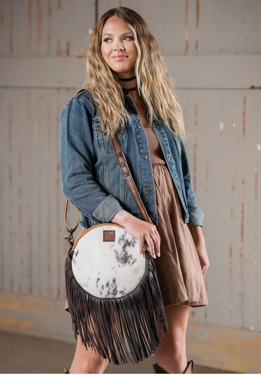 Guadalupe Cowhide Sage Circle Crossbody STS Ranchwear STS 35748
