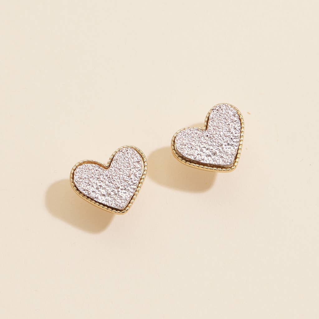 Heart Druzy Stone Stud Earrings: Pink / One / 4SE31170