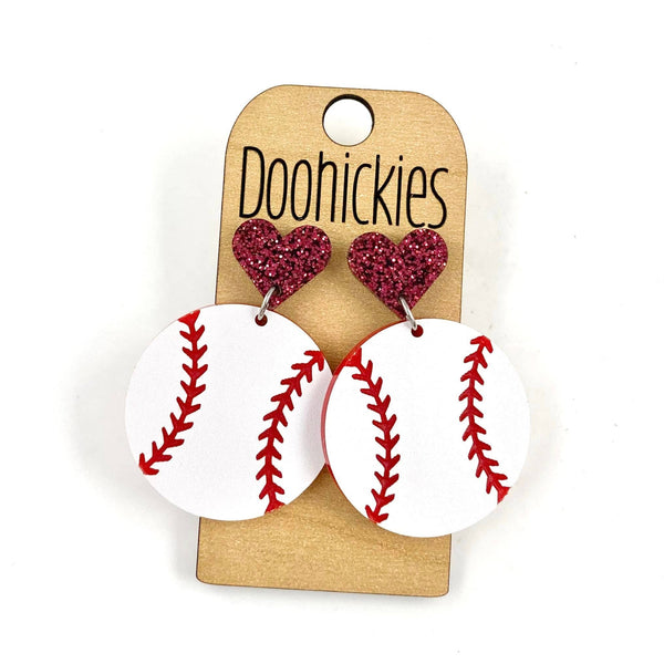 Heart Baseball Dangles - Purple Doohickie