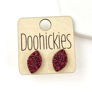 Football Stud Earrings: Maroon Glitter Doohickie