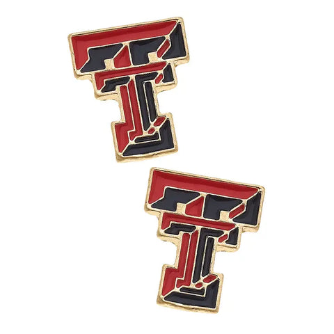 Texas Tech Red Raiders Enamel Stud Earrings in Red/Black Canvas