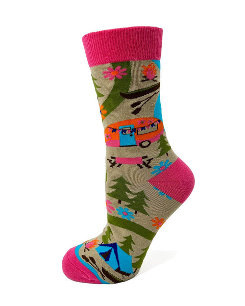 Happy Camper Women's Crew Socks- Fabdaz