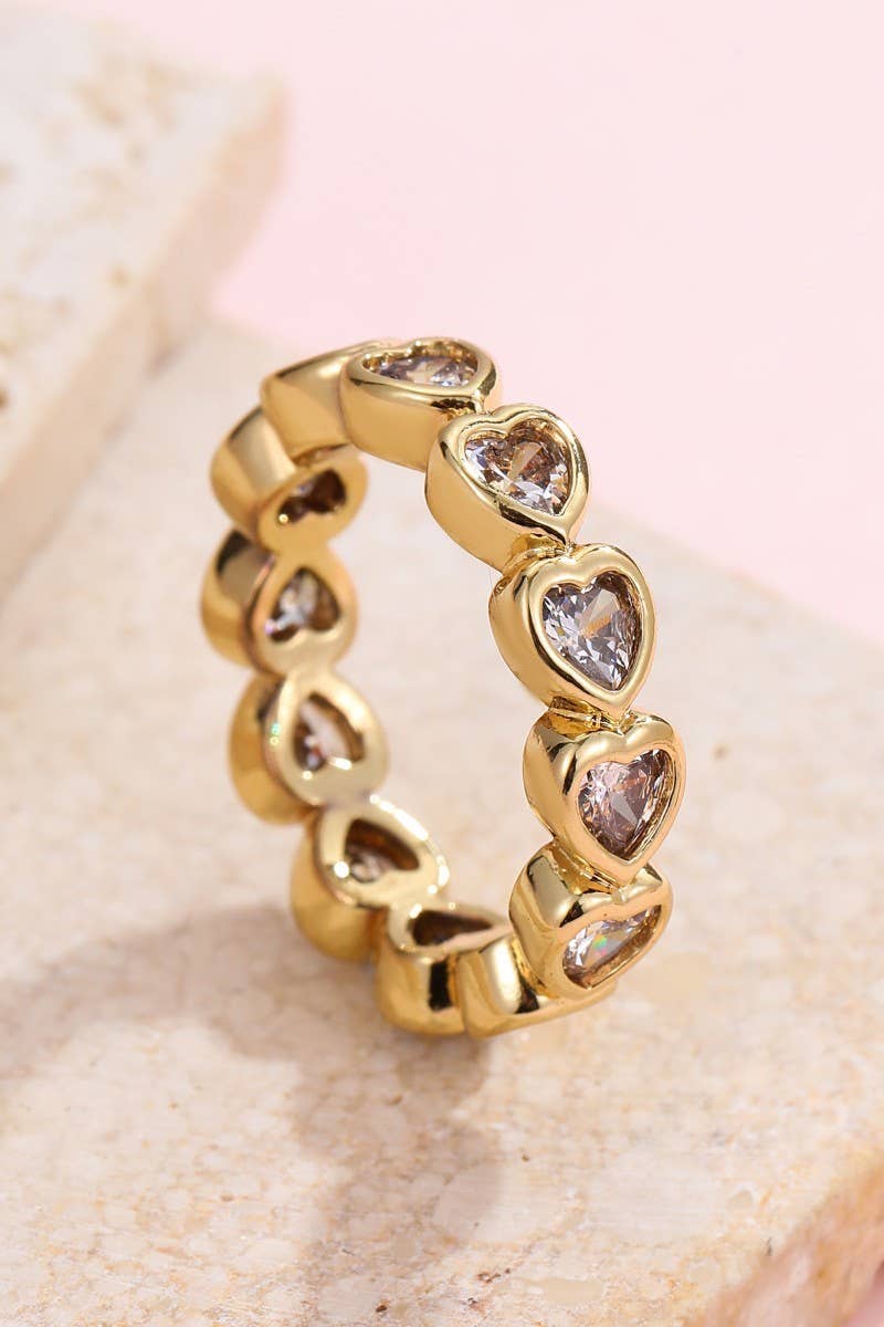 Gold Rhinestone Multi-Shape Eternity Stack Rings | 40R142: ROUND