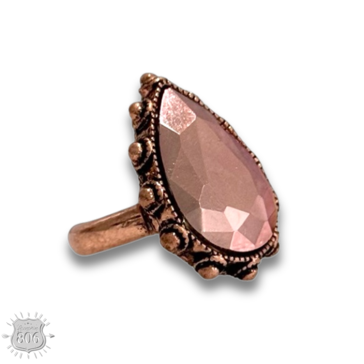 Rhinestone teardrop stretch ring - LC: White PP
