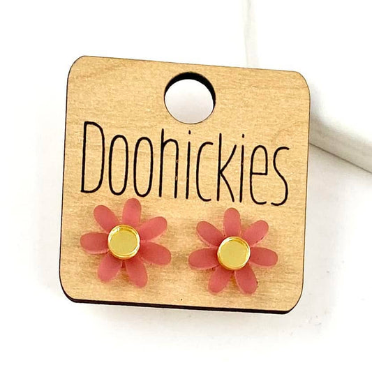 Frosted Daisy Studs - Spring Earrings: Pink Doohickie