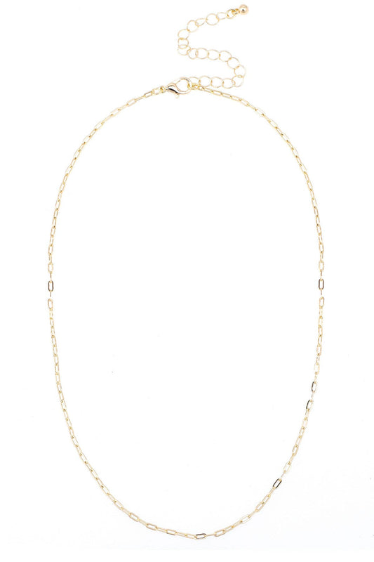 Natalia Micro Paperclip Chain Charm Necklace Base Canvas