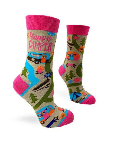 Happy Camper Women's Crew Socks- Fabdaz