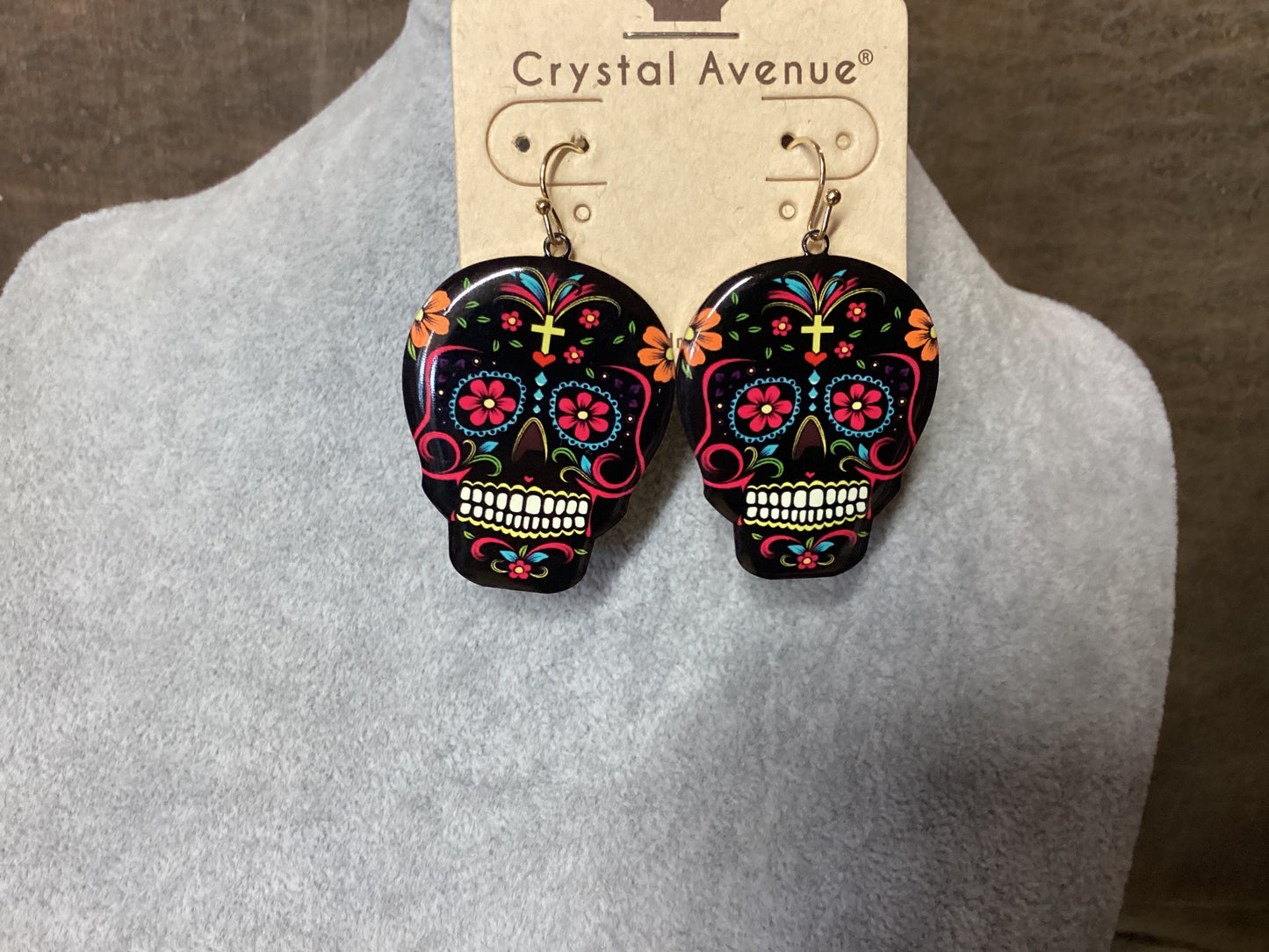 Metal sugar skull earrings