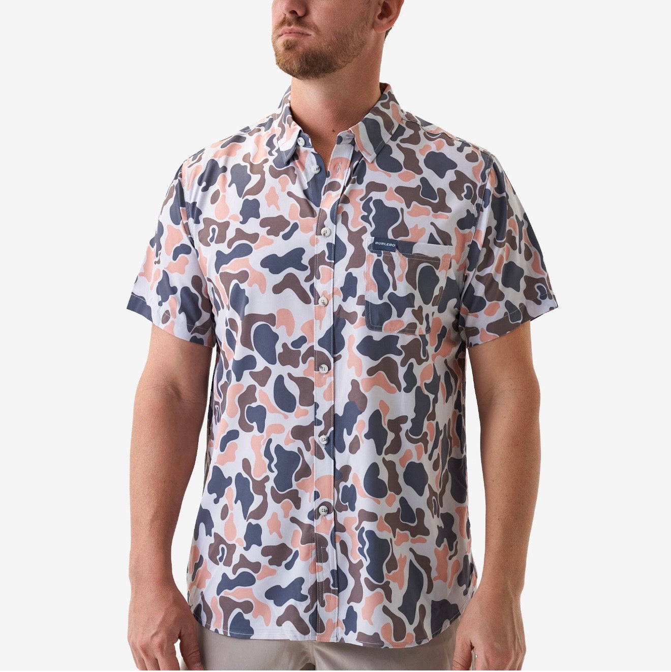 Vintage Camo Performance Button Up Burlebo Tx/ Fl