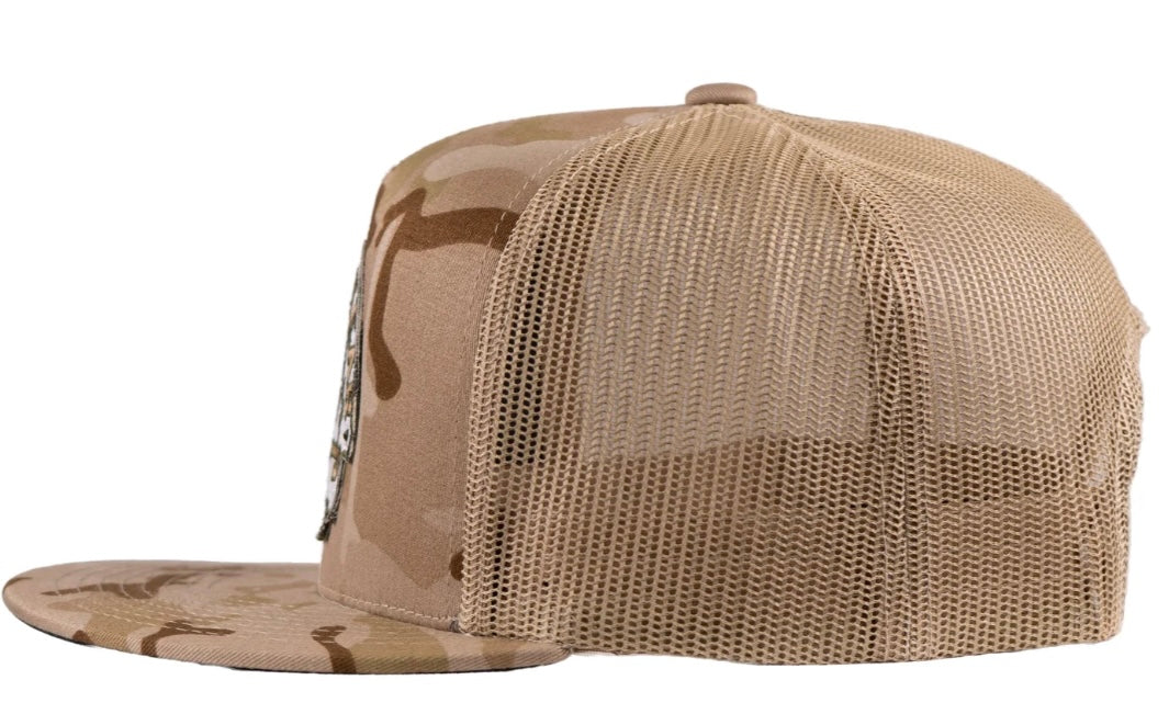 LAZY J RANCH CAMO OLIVE ARROWHEAD CLASSIC FIVE PANEL TRUCKER HAT