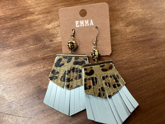 Leopard print/silver earrings