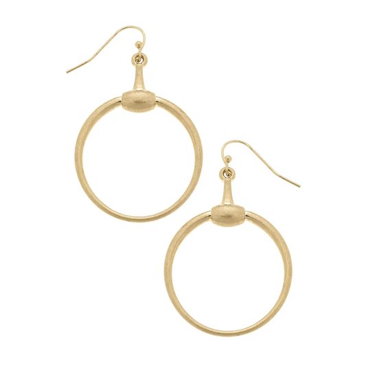 Peyton Horsebit Earrings in Shiny Gold Canvas