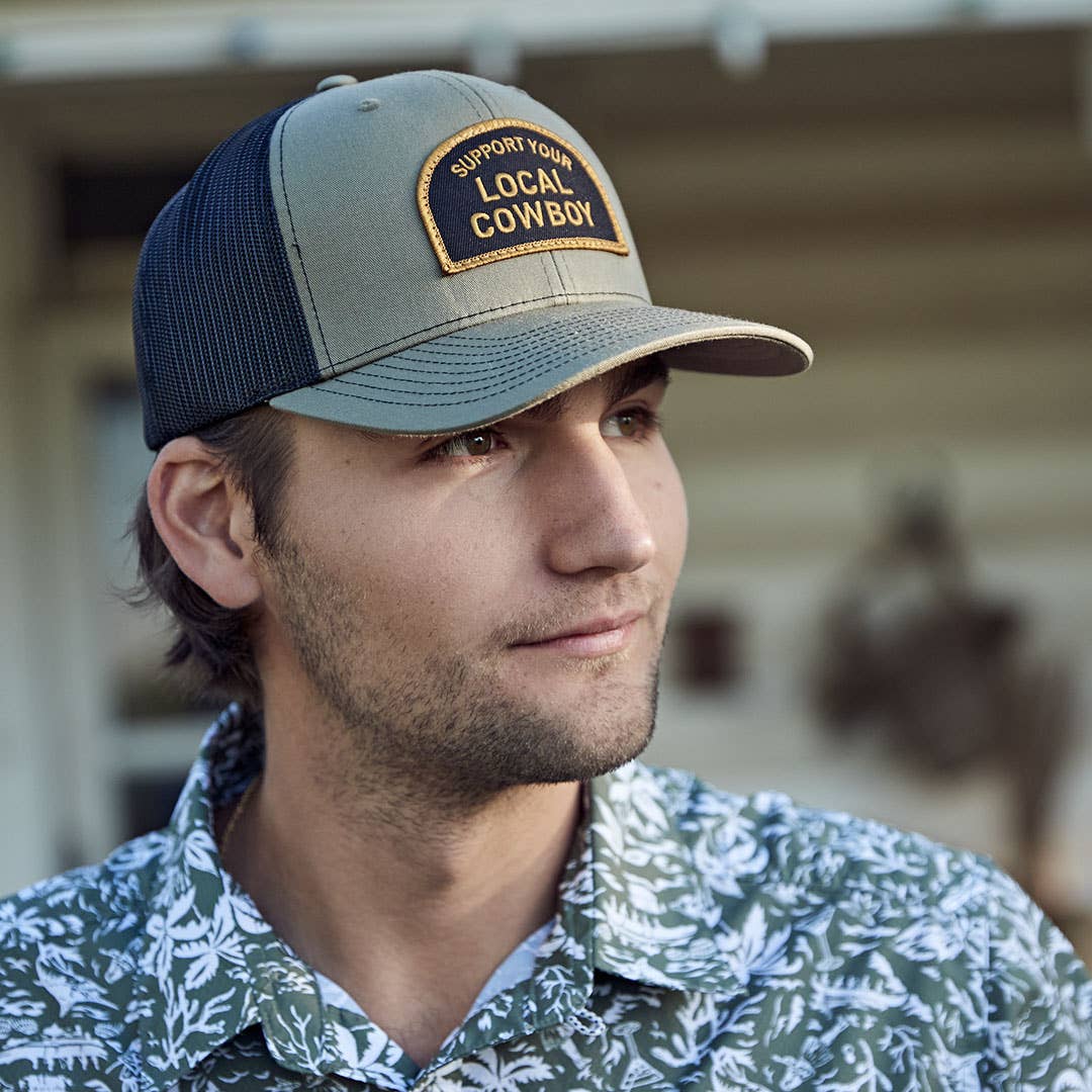 Support Your Local Cowboy Trucker Hat Olive/ Black