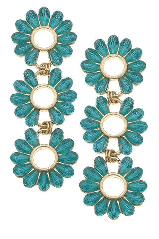 Faye Triple Glass Flower Statement Earrings Canvas