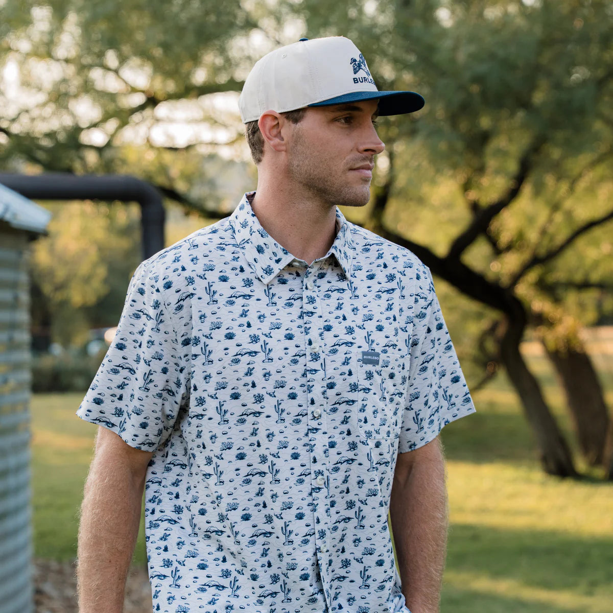 Out West Cream Burlebo Performance Button Up Tx/ Fl
