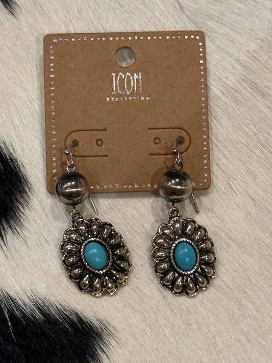 Icon silver Dangle with Stone Earrings