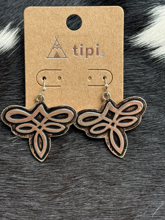 Silver Tipi Boot stitch  Earrings