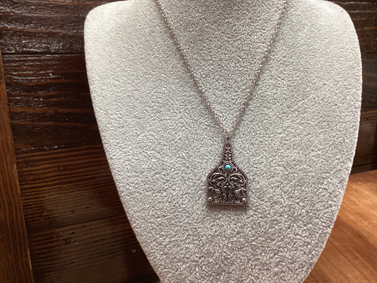 Silver Necklace w/Cow Tag Charm