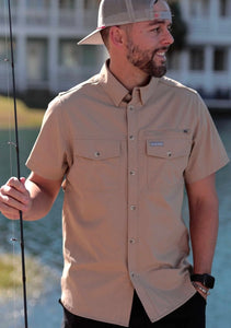 Performance Outdoor/ Fishing Shirt- Cobblestone Burlebo