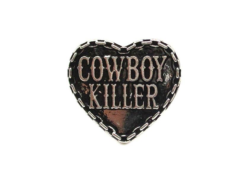Western Heart Cowboy Killer Engraved Cuff Ring (Snowing)
