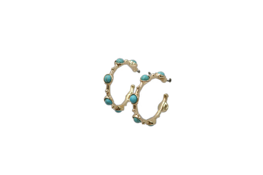 1.25" Gold Hoop Earring with Turquoise Accents West Co