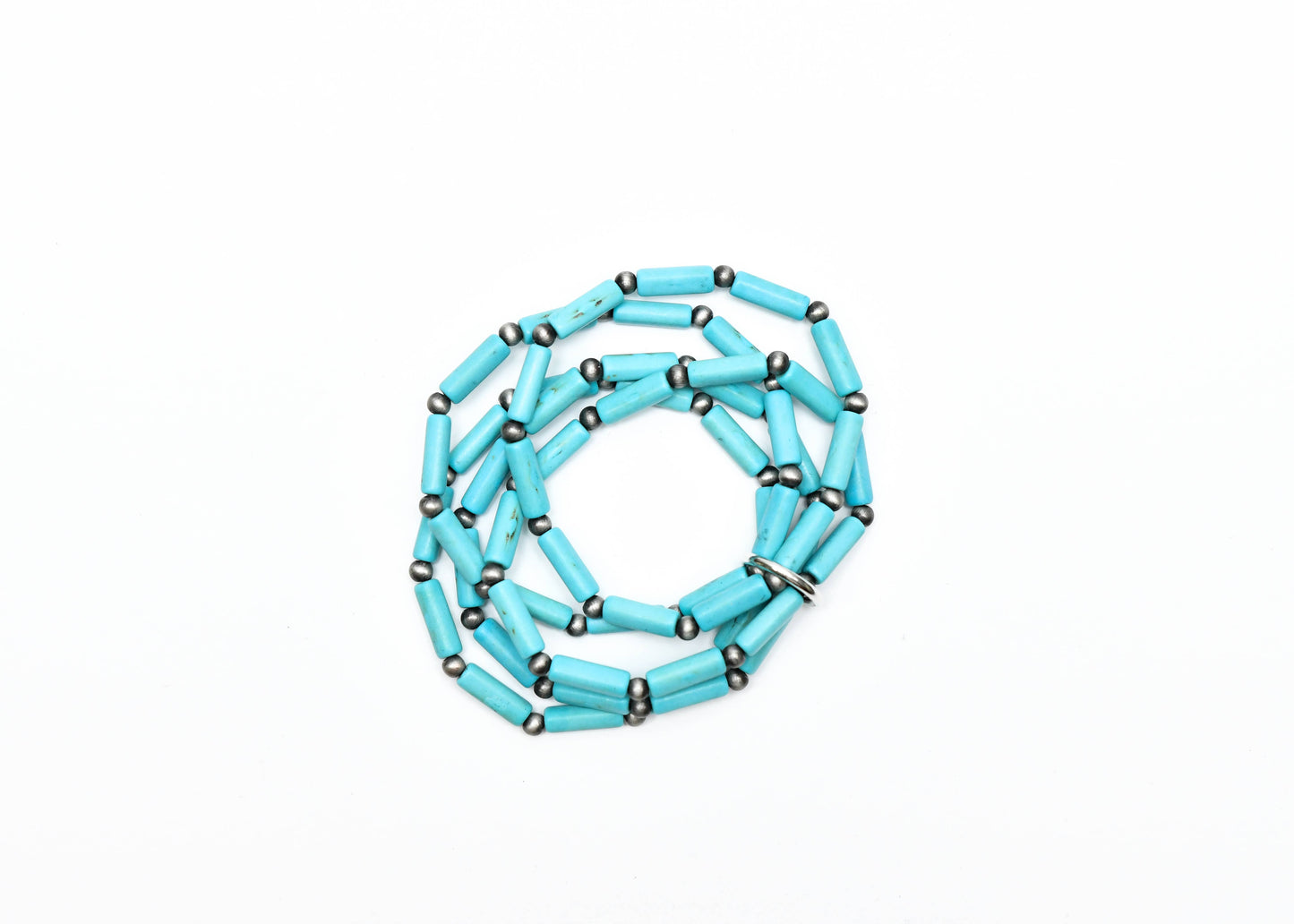 5 Strand Turquoise Tube Bead & Faux Navajo Stretch Bracelet West Co