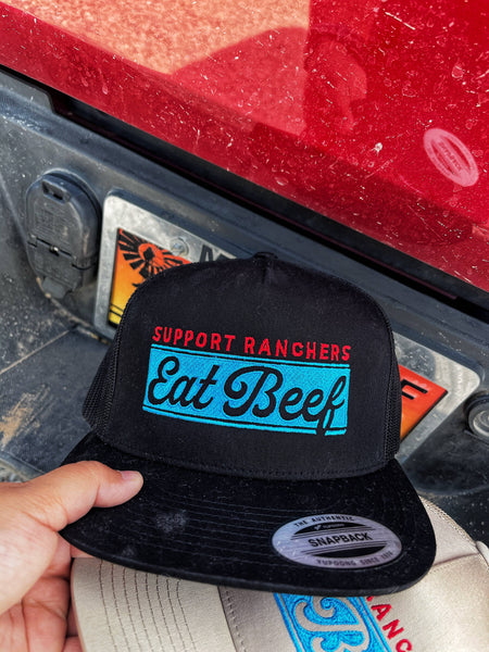 Support ranchers eat beef hat black Buckin Barn