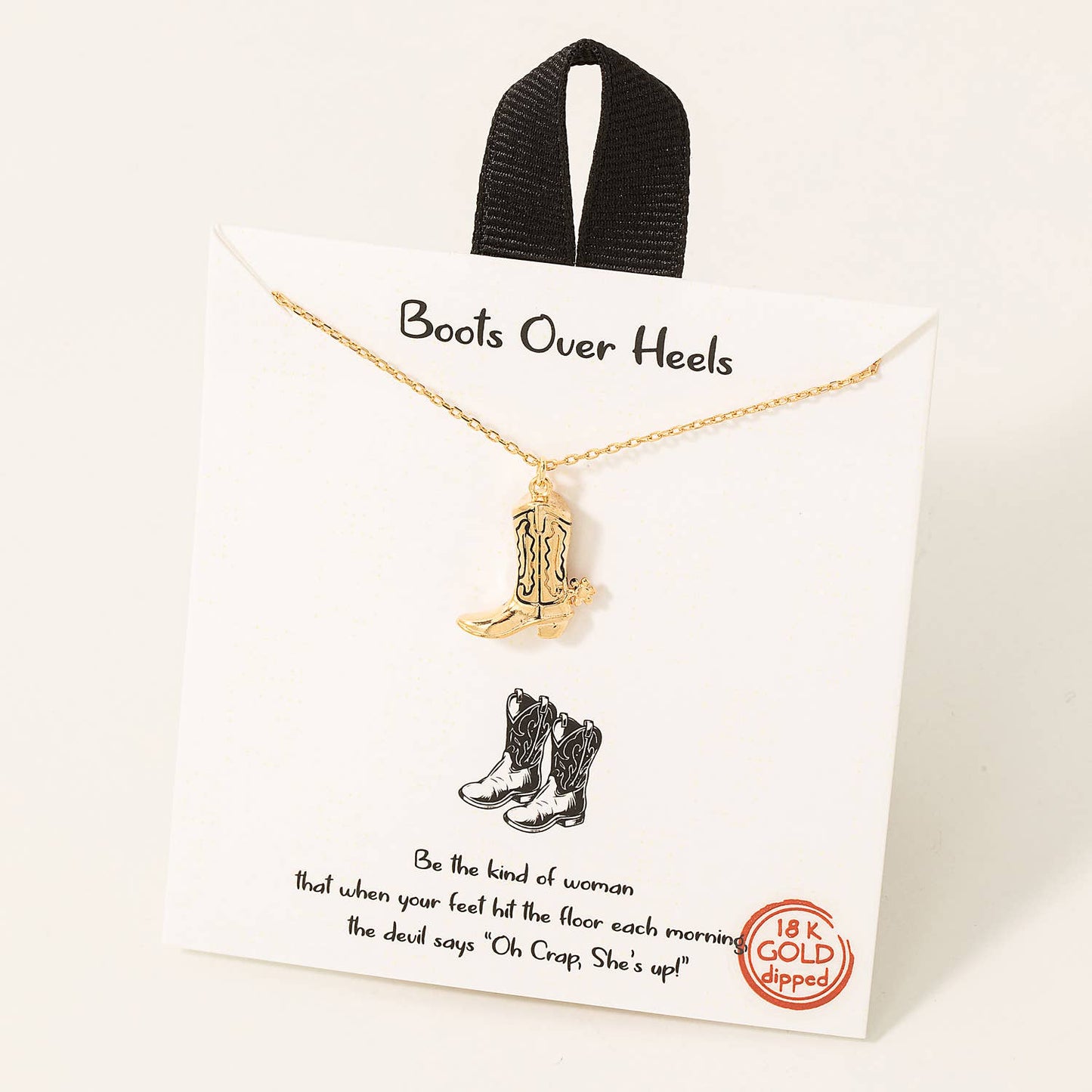 Dipped Western Cowboy Boots Pendant Necklace: Gold or Silver Tone Fame