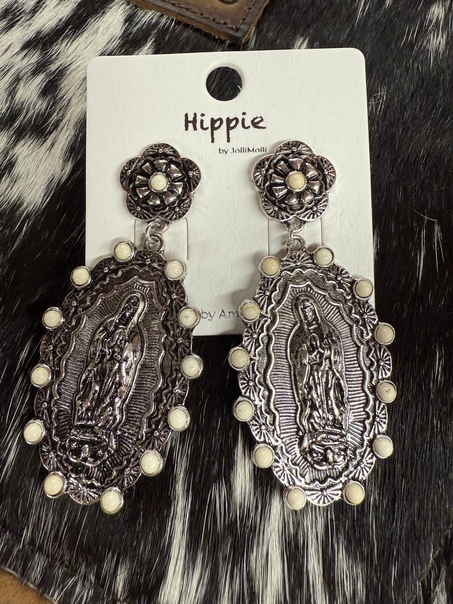 Virgin Mary Dangle Earrings