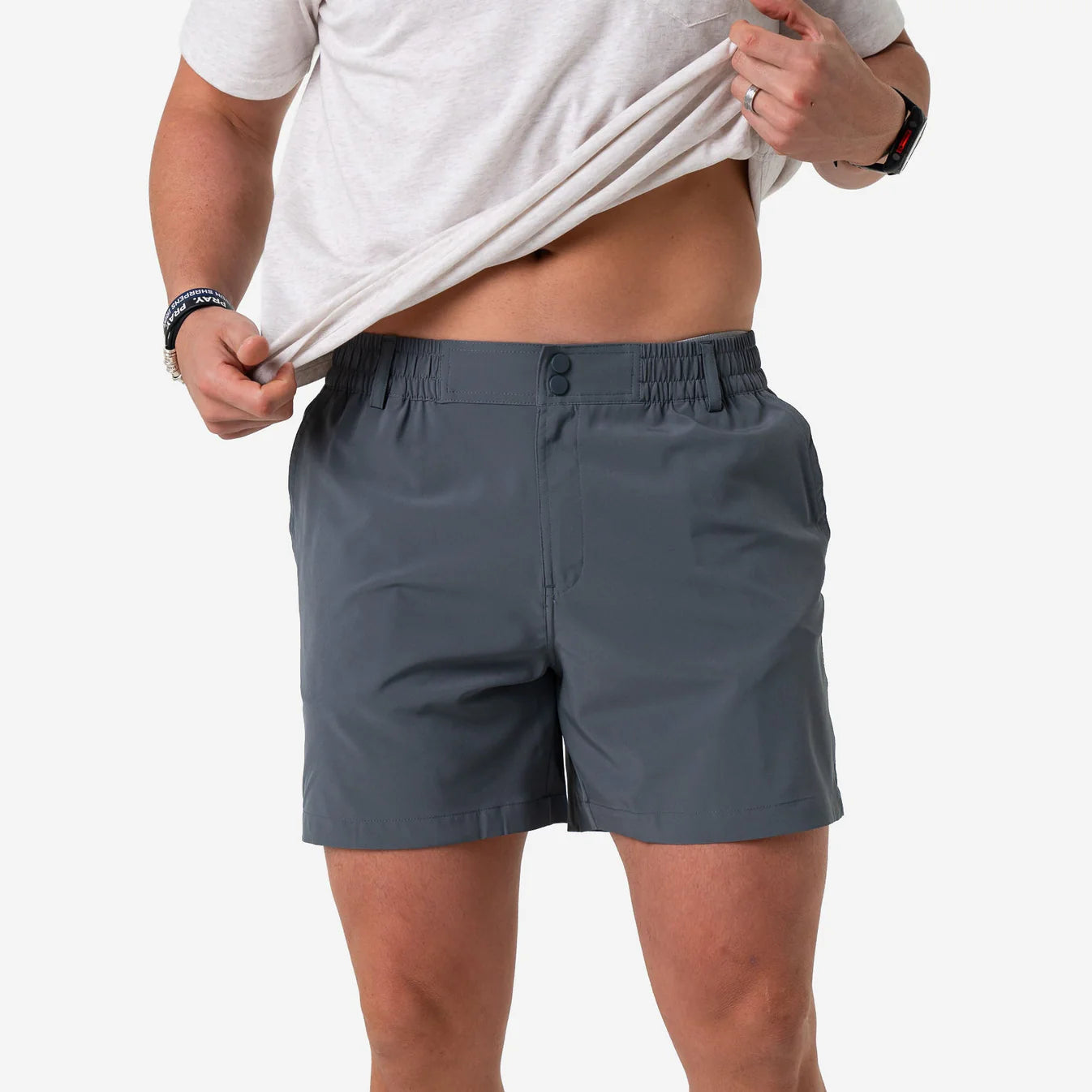 River Rock Grey 5.5” Everyday Shorts With Classic Deer Camo Pkt Tx 55ES-RRG-CDC