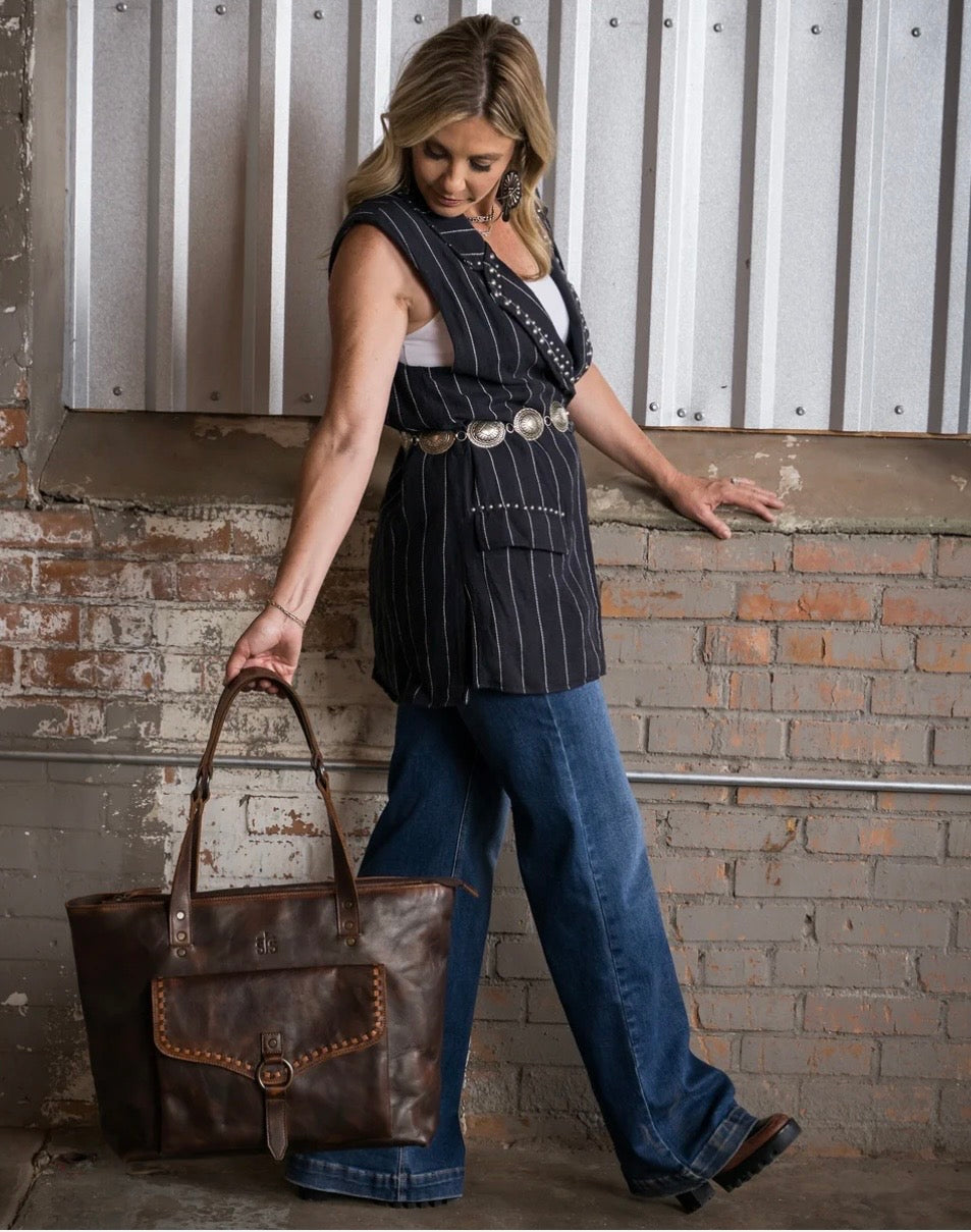 Bandera Chocolate Sts Ranchwear Leather Carry All Tote STS34011