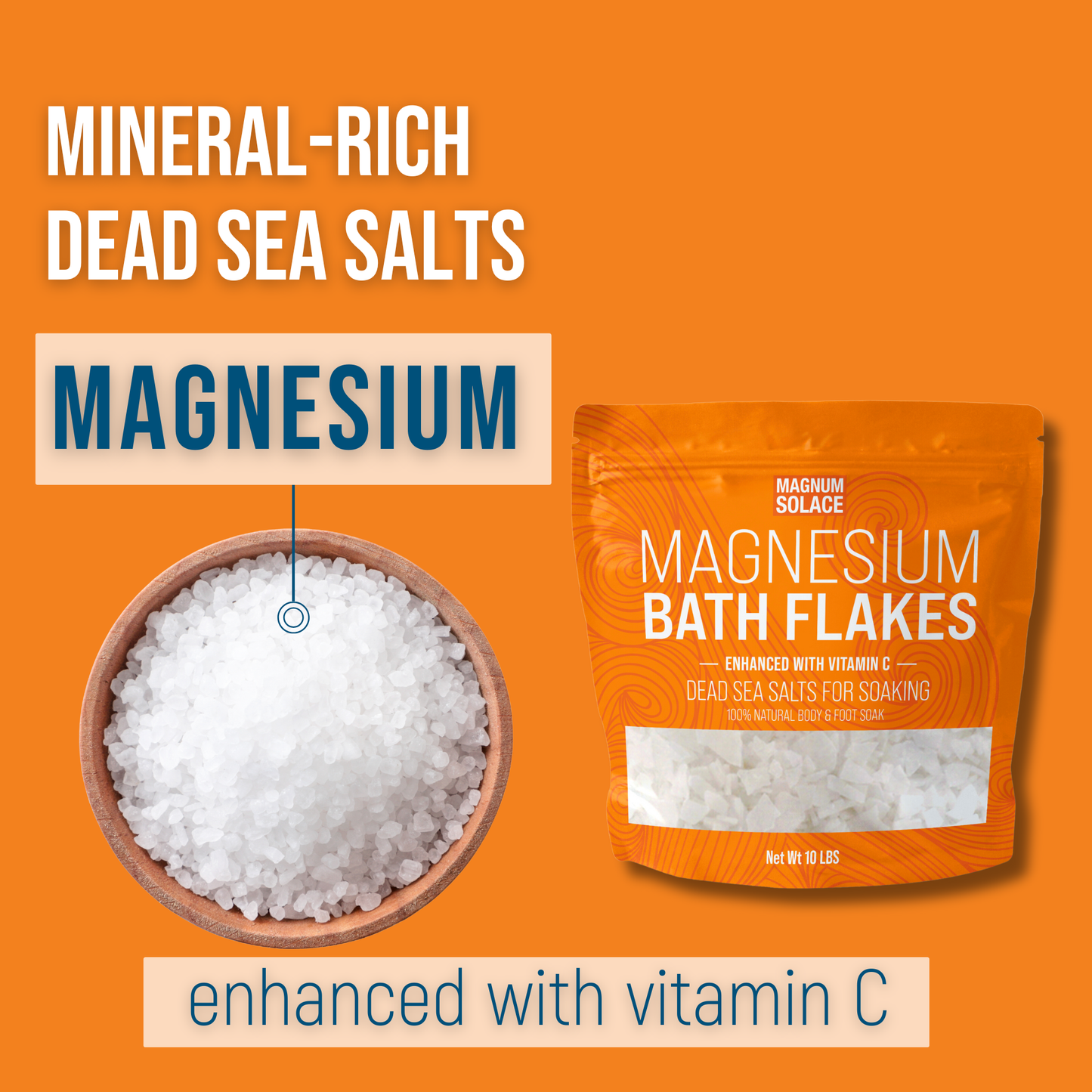 Magnesium Bath Flakes, Bath Soak With Vitamin C: 3LB Magnum