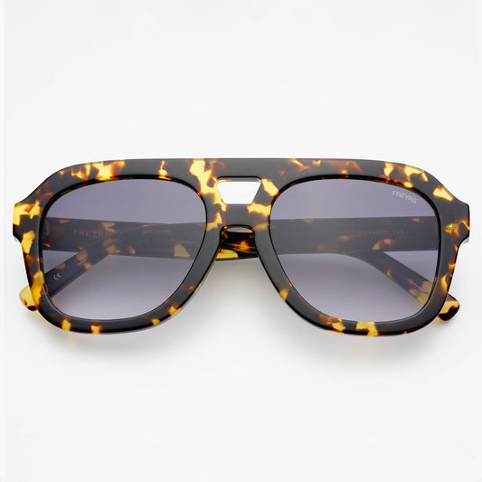 Voyager Acetate Oversized Aviator Sunglasses: Yellow tortoise Freyrs