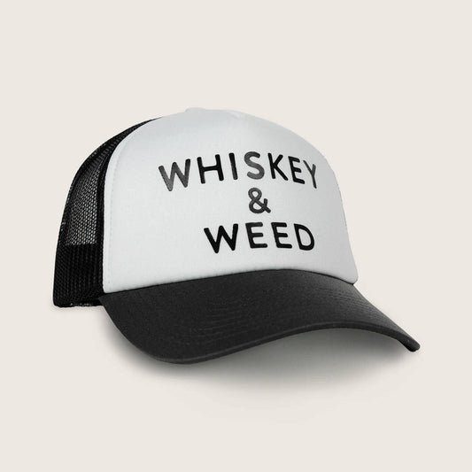 Cowboy Reserve Whiskey & Weed Foam Trucker Hat: White/Black / OS