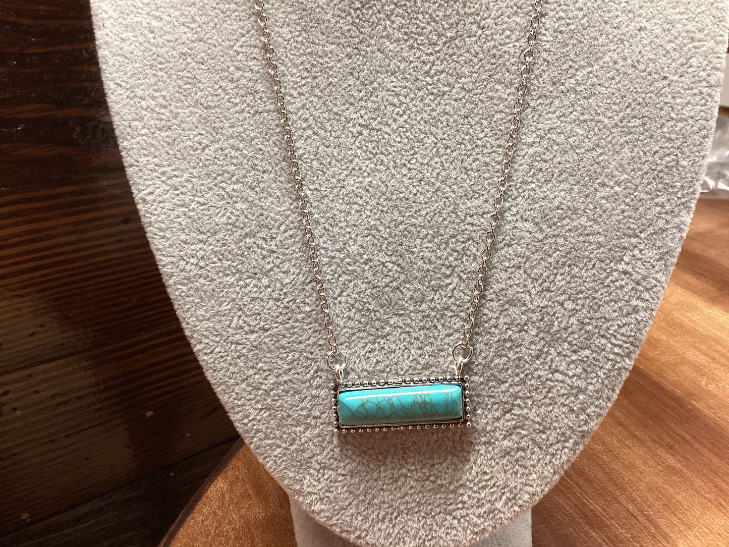 Silver Necklace w/Turquoise Bar