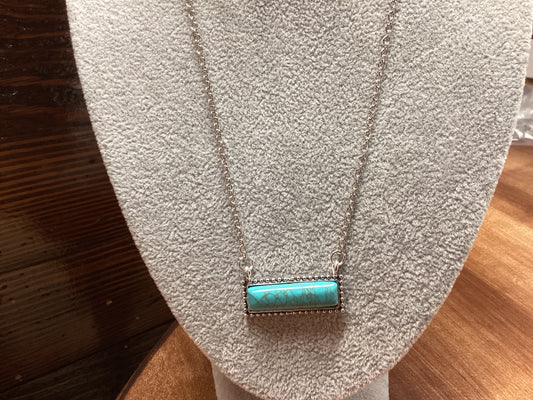 Silver Necklace w/Turquoise Bar