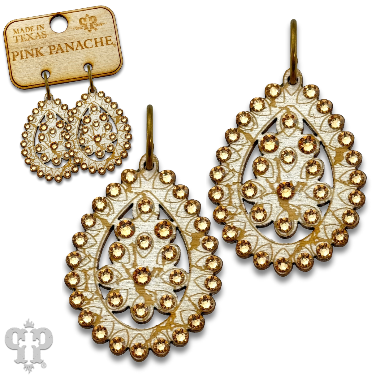 Santa Fe teardrop earring, small size: Light Colorado Or Pearl White PP