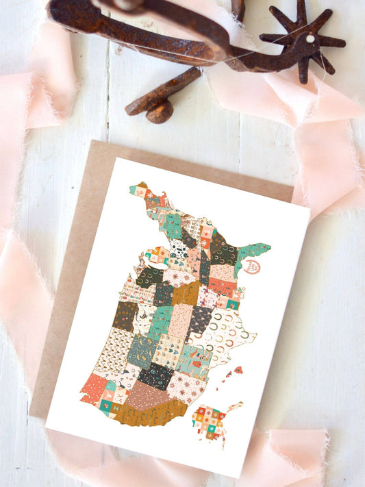 Western Cowboy Cowgirl Colorful United States Patchwork Card Tirzah