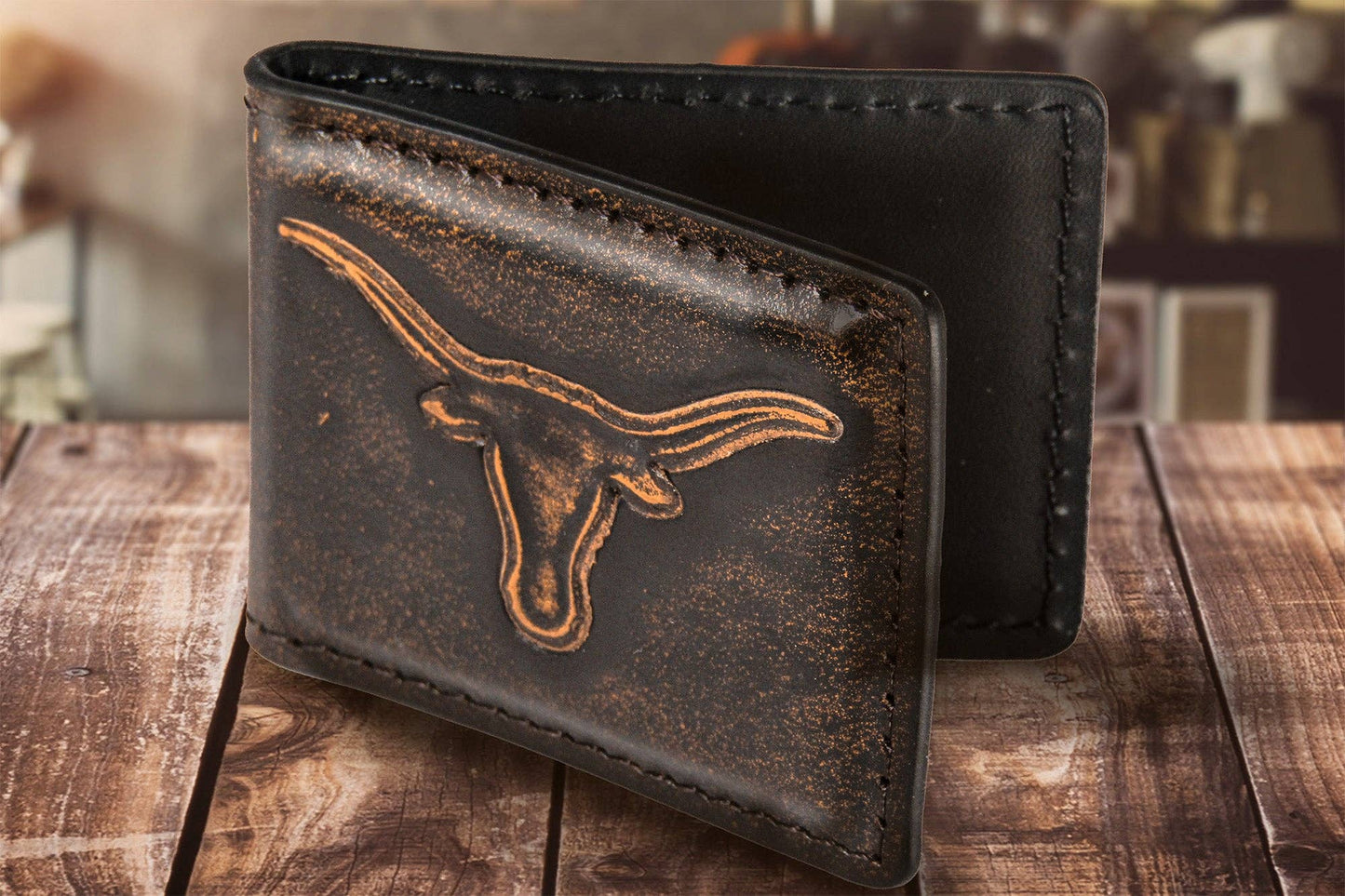 Texas Longhorns Zep Burnished Leather Money Clip
